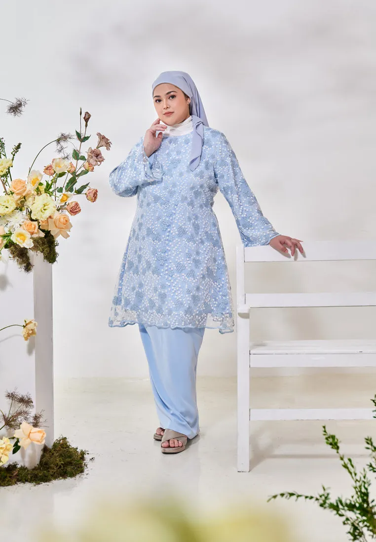 Rozana Pre-Raya Romance Collection Lace Kurung Set - Light Blue