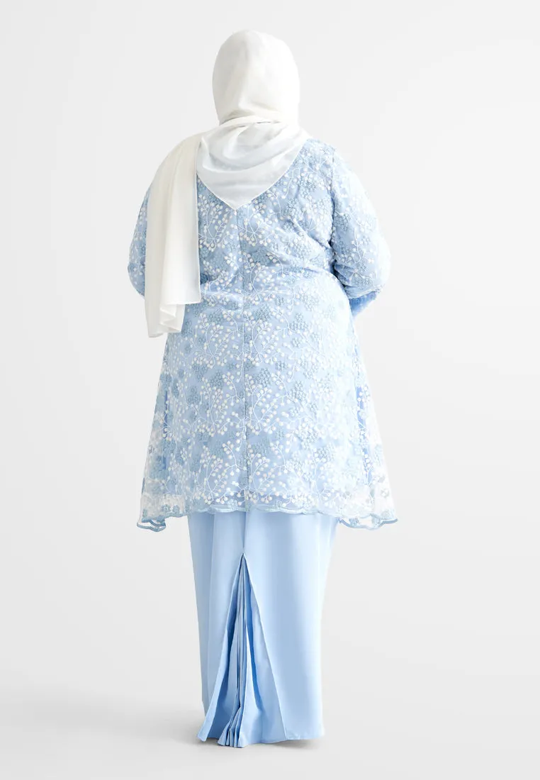 Rozana Pre-Raya Romance Collection Lace Kurung Set - Light Blue