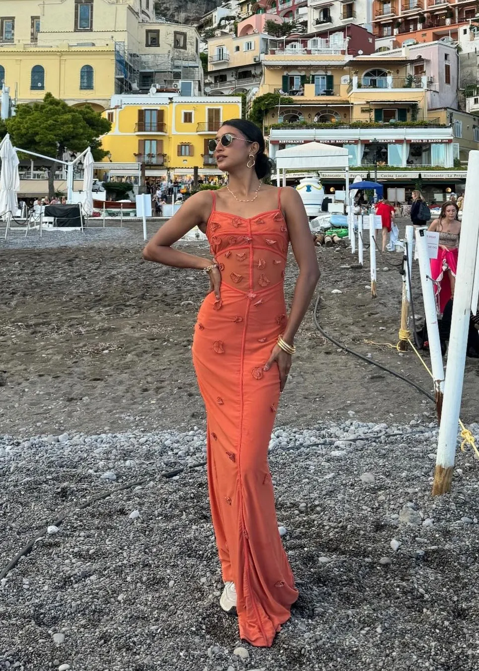 Salomi Rust 3D Flower Bodycon Dress