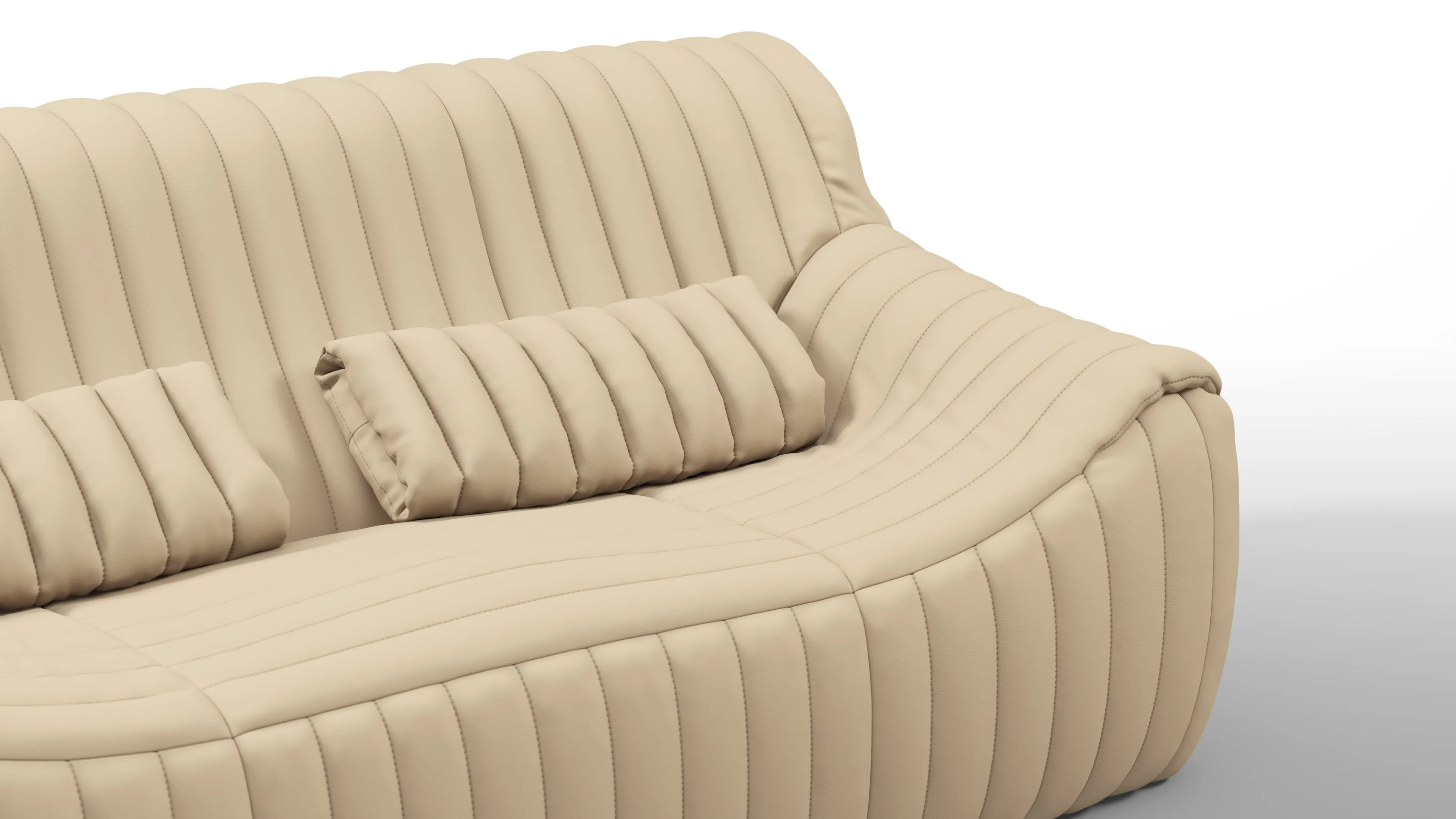 Sandra - Sandra Two Seater Sofa, Alabaster Vegan Leather