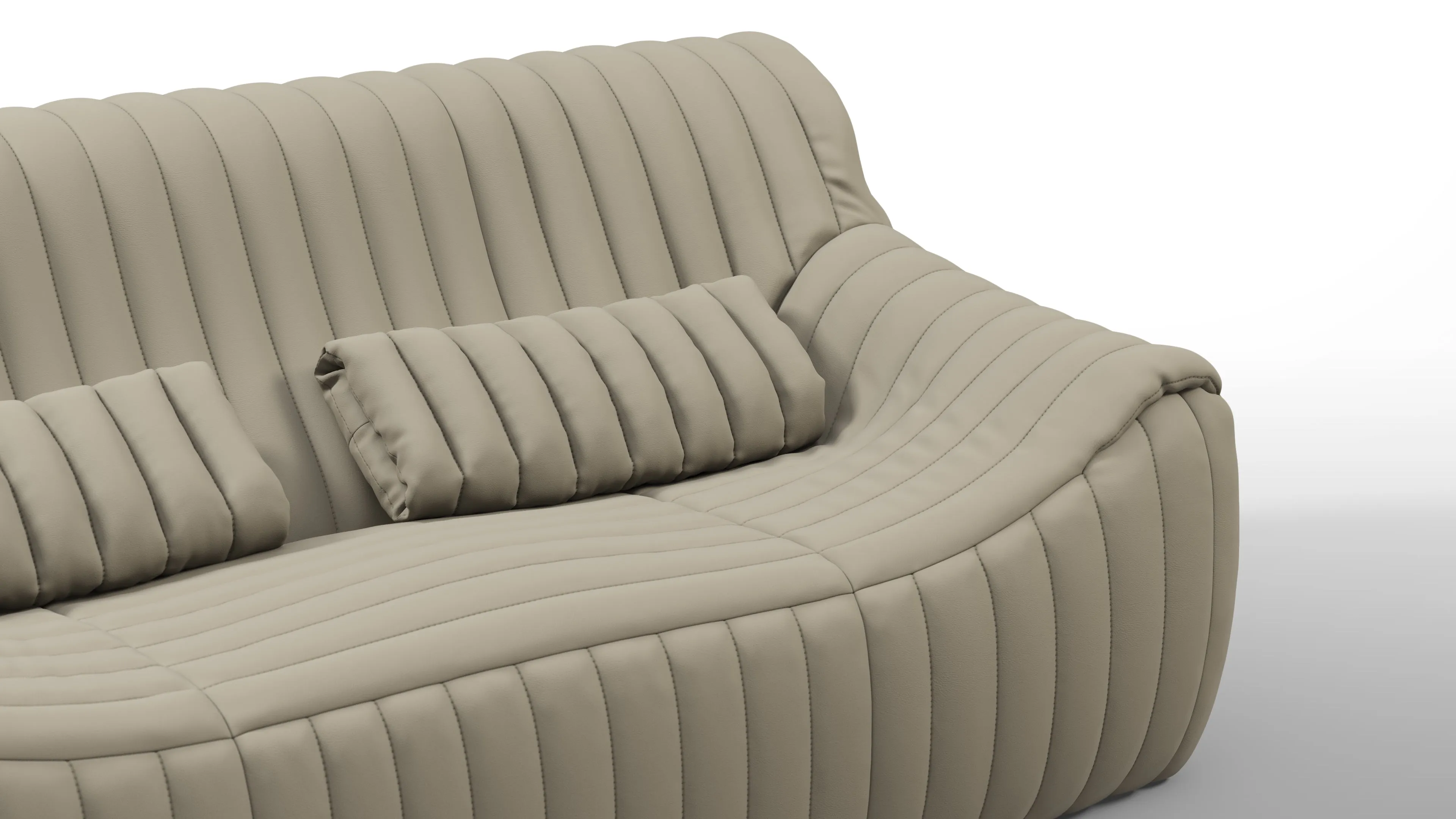 Sandra - Sandra Two Seater Sofa, Beige Gray Vegan Leather