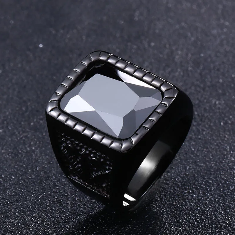 Titanium Steel Leaf Design Domineering Ring for Men - Wholesale Big Gem Jewelry